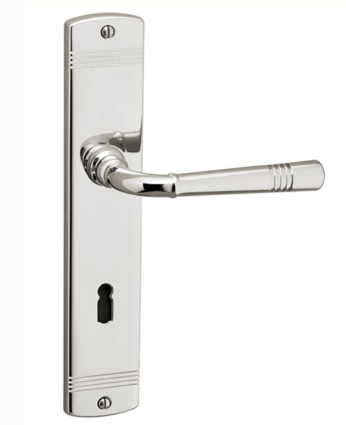 Jugendstil Türgriff Messing glänzend vernickelt