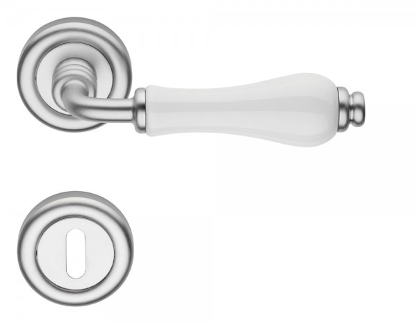 R21CM Türgriff Porzellan Messing matt verchromt