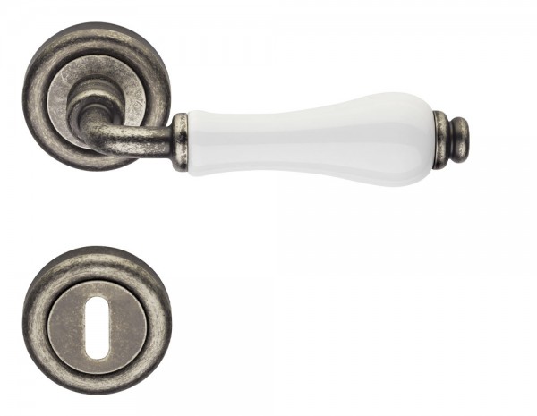 R21E Türgriff Porzellan Messing Eisen antik